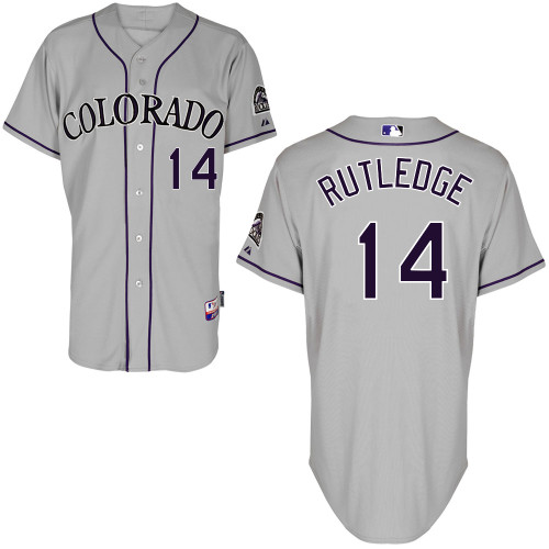 Josh Rutledge #14 MLB Jersey-Colorado Rockies Men's Authentic Road Gray Cool Base Baseball Jersey